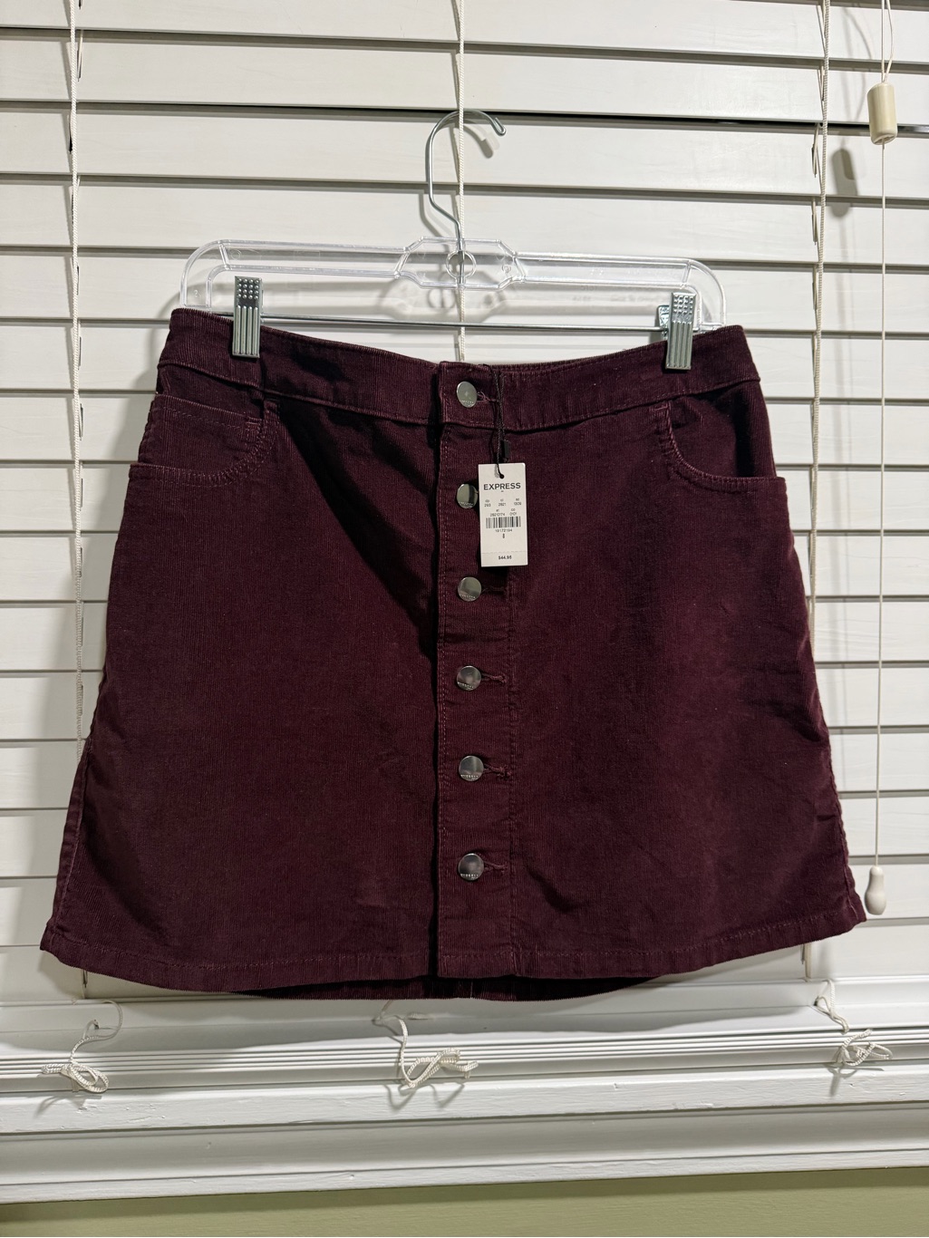 Express Women's Button-Front Corduroy Skirt In Deep Burgundy
